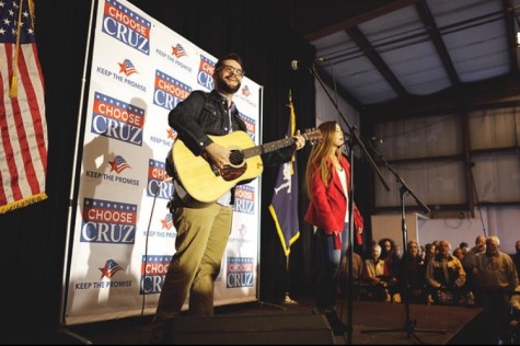 Chapin High Senior Nicole Pinelli and Phillip Strickland sing the National Anthem at a Ted Cruz rally in West Columbia.