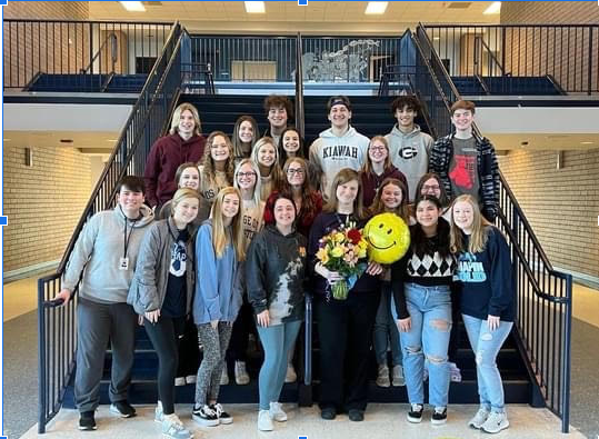 Ms. Kimberlin’s Teacher Cadet Class that found out she won Teacher of the Year alongside her. 