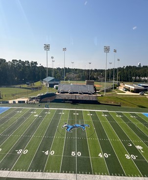 A view of the field from the new press box