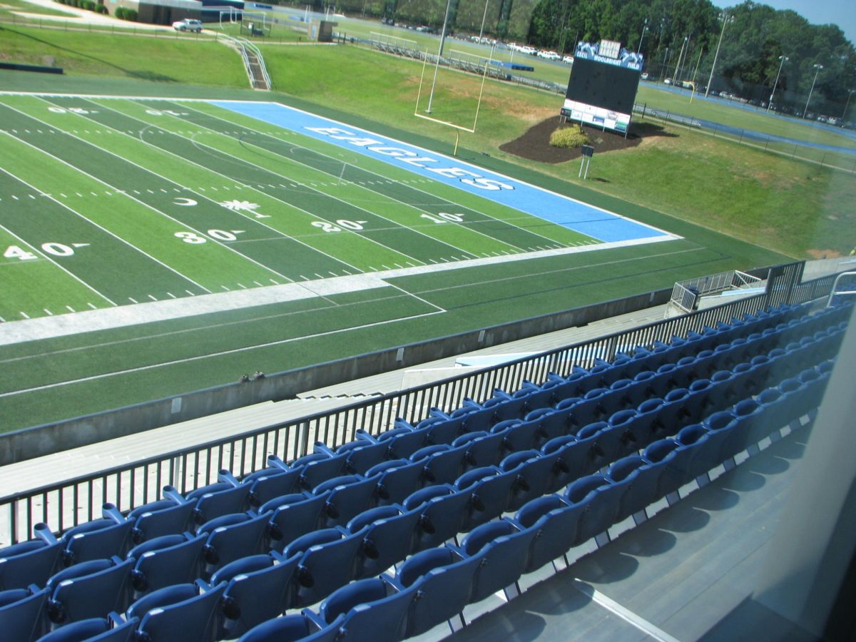 A view of the Eagle Club seats that were added during the stadium renovation.